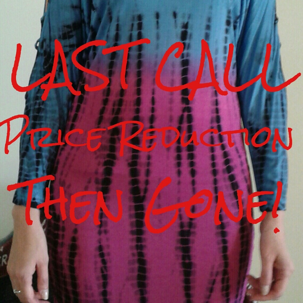 Blue and purple, Tie-Dye, open shoulder dress